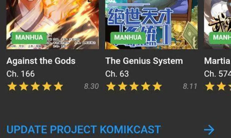 Fitur utama dalam situs Komikcast