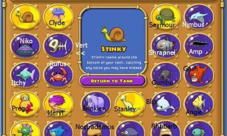 Koleksi lengkap pet dalam game Insaniquarium