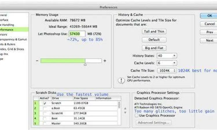 Pengaturan performa RAM dan Scratch Disk di Photoshop CS6