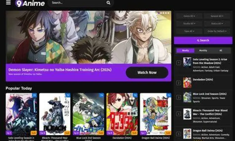 Interface Streaming Anime Tampilan antarmuka platform streaming anime