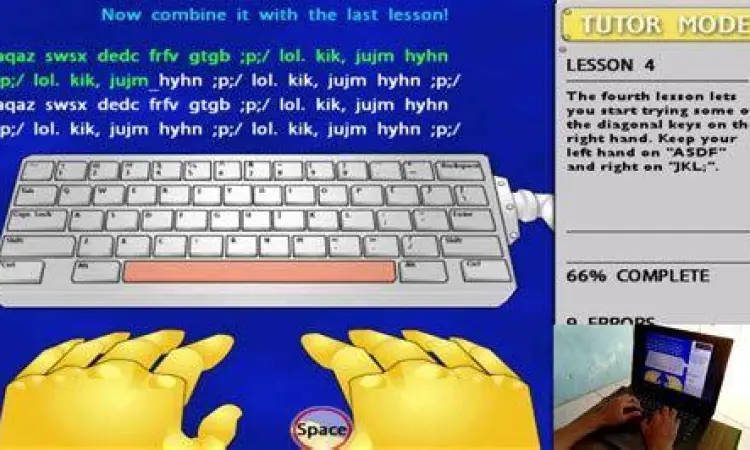 Tutorial Mengetik Sepuluh Jari Panduan penempatan jari di Typer Shark Tutor Mode