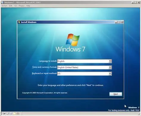 Layar Instalasi Windows 7 Tampilan layar proses instalasi Windows 7
