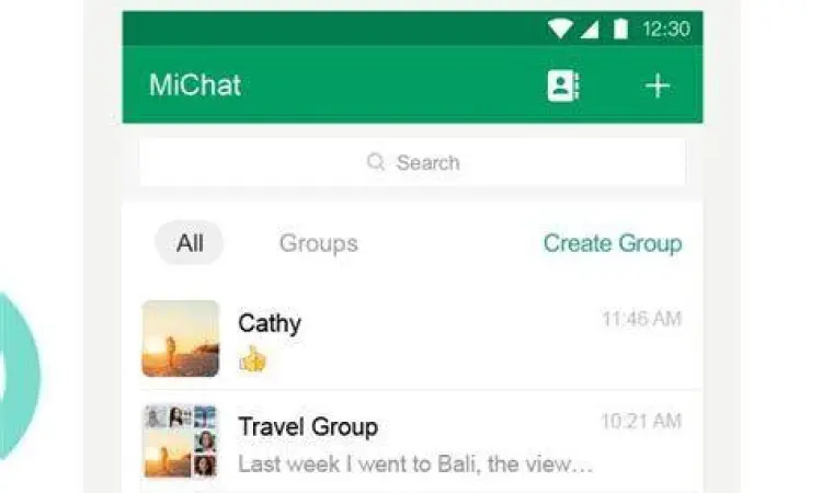 Antarmuka Pengguna MiChat Tampilan beranda aplikasi MiChat di sistem operasi Android