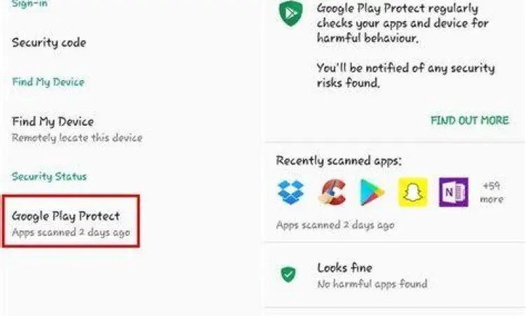Fitur keamanan Google Play Protect pada smartphone Android