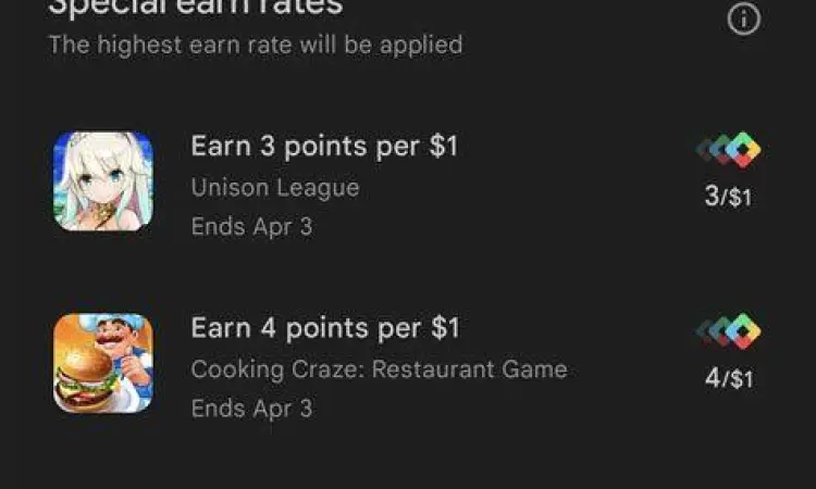 Tampilan program hadiah Google Play Points