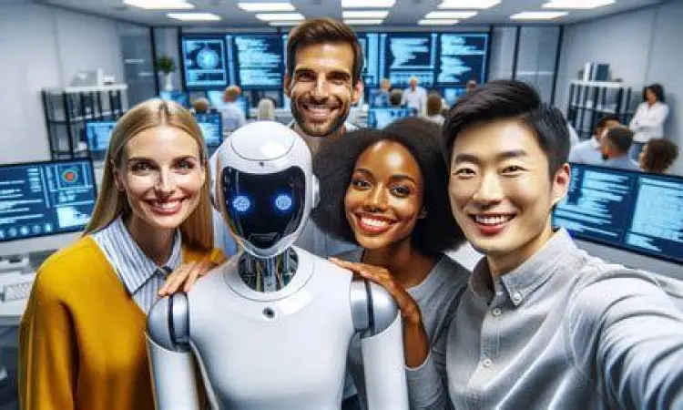 Kolaborasi Manusia dan AI Lingkungan kerja modern dengan bantuan AI