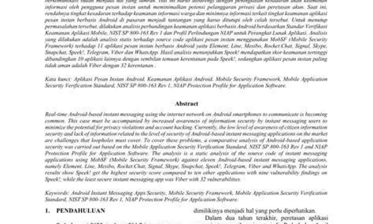 Grafik perbandingan keamanan data antar aplikasi pesan