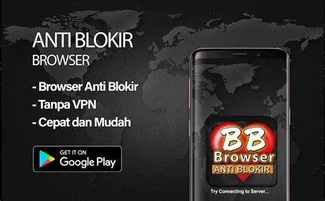 Interface Browser Anti Blokir Tampilan browser anti blokir dengan vpn aktif