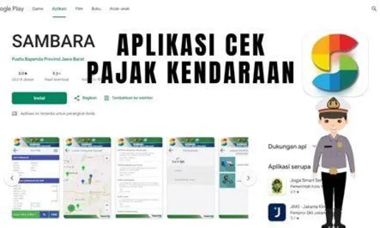 Tampilan antarmuka aplikasi cek pajak kendaraan resmi