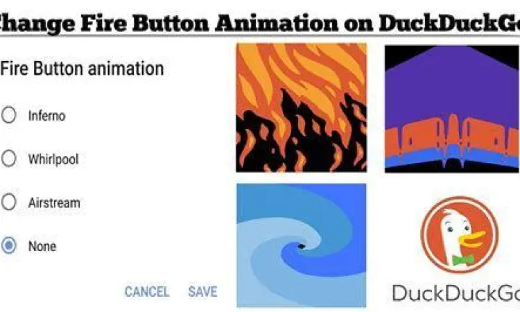 Fire Button DuckDuckGo Animasi fire button aplikasi Duck Duck Go