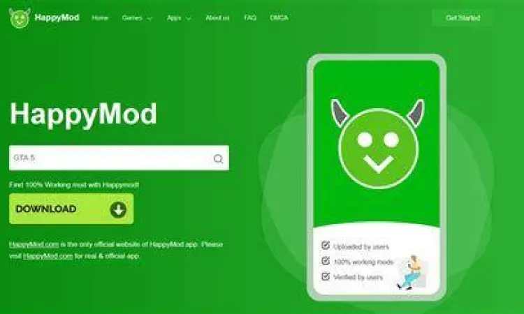 Dashboard aplikasi Happy Mod di ponsel