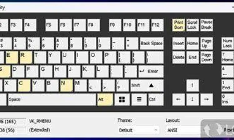 Screenshot Keyboard Test Utility Tampilan antarmuka Keyboard Test Utility
