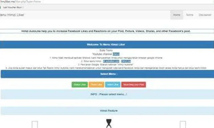 Dashboard Himzi Autolike Fitur utama dalam dashboard Himzi Autolike