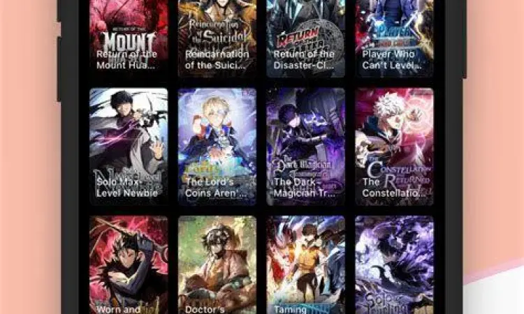 Membaca Manga Mobile Seseorang membaca manga melalui smartphone