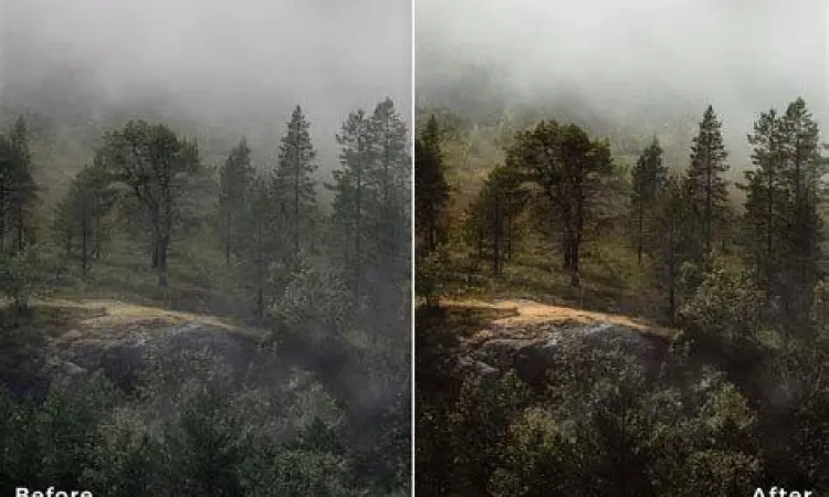 Perbandingan Hasil Edit Foto Perbandingan sebelum dan sesudah mengedit foto pemandangan