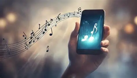 Akses Musik Mudah lewat Smartphone Pengguna smartphone sedang mengunduh musik dari internet