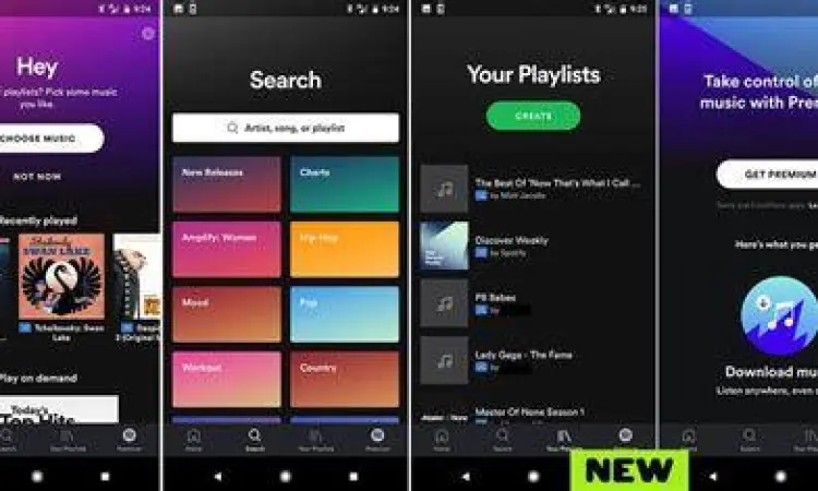 Spotify Premium Interface Tampilan antarmuka Spotify Premium di ponsel Android