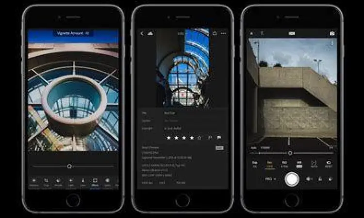 Tampilan antarmuka Adobe Lightroom mobile untuk edit foto