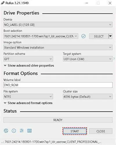 Konfigurasi Rufus Pengaturan Rufus untuk Windows 7
