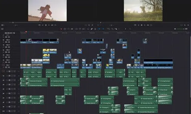 Tampilan timeline pada aplikasi editor video modern