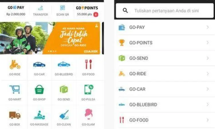 Promo Gojek Menu promo dan voucer di aplikasi Gojek