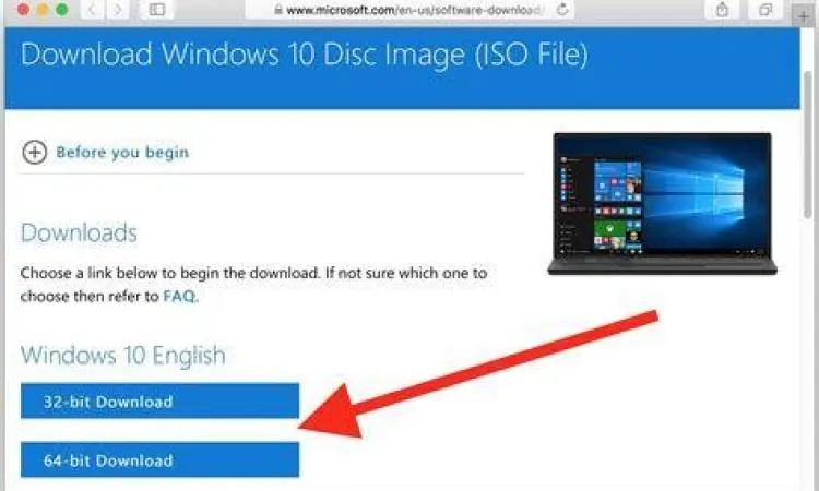 Halaman resmi unduh ISO Windows 10