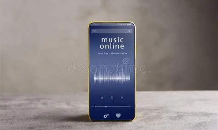 Penggunaan Aplikasi Musik Seseorang menggunakan aplikasi musik gratis di smartphone