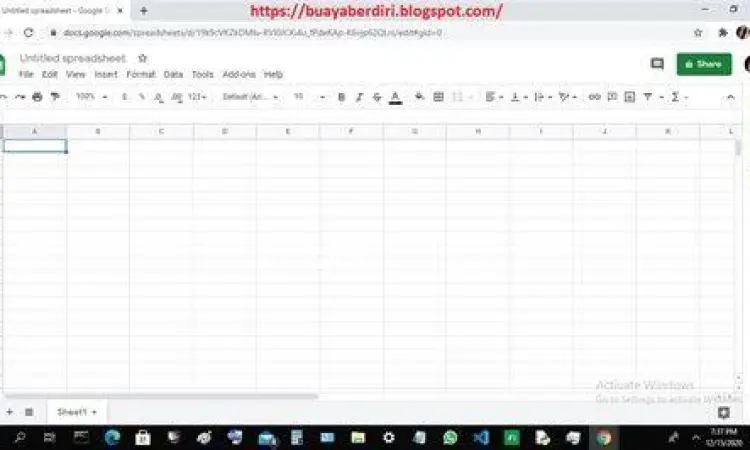 Tampilan antarmuka aplikasi pengolah angka spreadsheet