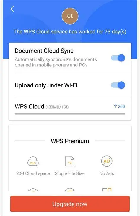 Integrasi Cloud Storages Sinkronisasi cloud pada aplikasi WPS Office