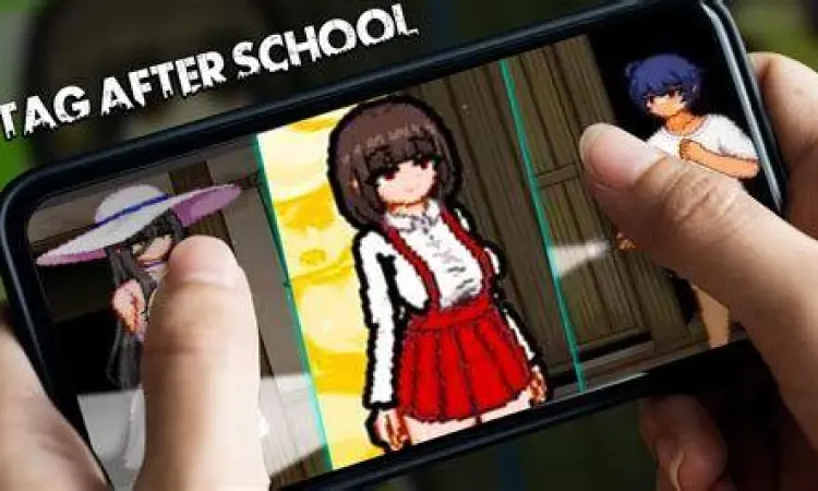 Antarmuka permainan Tag After School APK yang menampilkan navigasi karakter