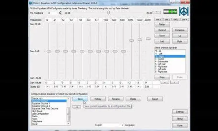 Setting Equalizer APO dengan interface Peace GUI