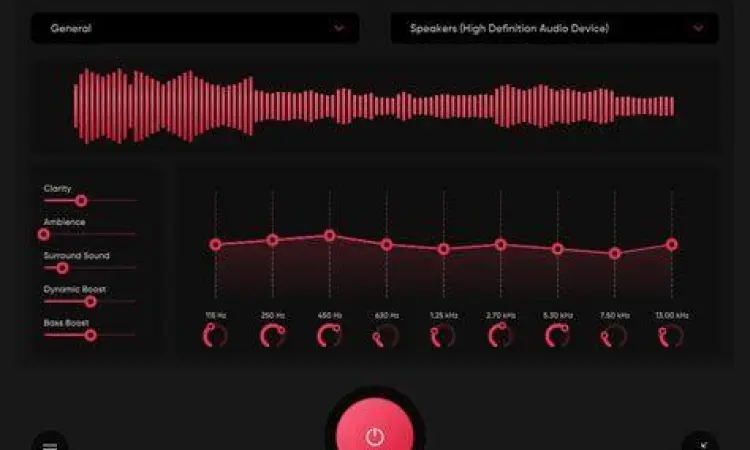 Antarmuka FXSound Tampilan aplikasi FXSound di Windows 11