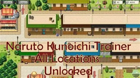 Eksplorasi Desa Ninja Peta lokasi dalam game Kunoichi Trainer