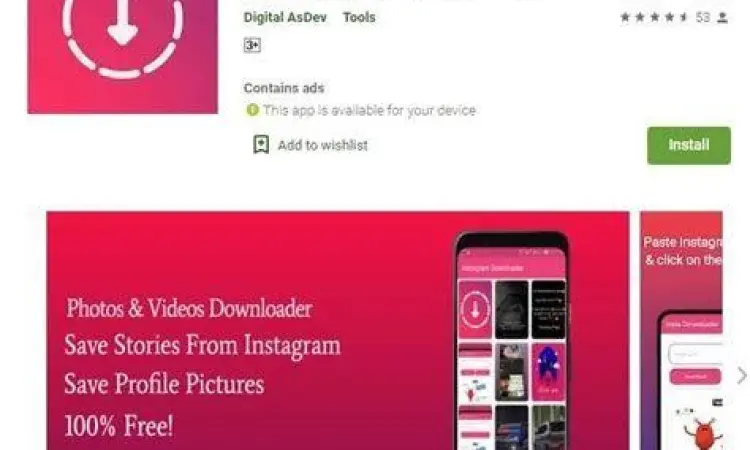 Tampilan antarmuka aplikasi pengunduh video instagram yang modern