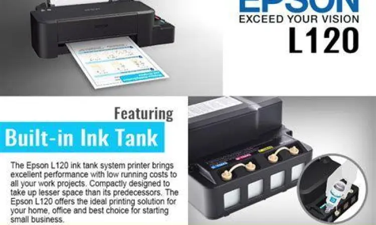 Sistem tangki tinta Epson L120 yang perlu diisi sebelum instalasi driver