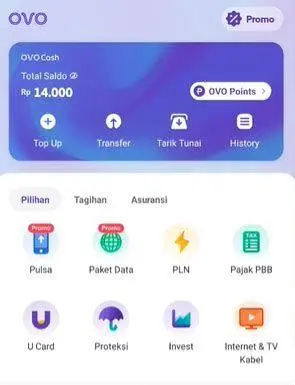 Fitur Utama OVO Antarmuka aplikasi OVO terbaru