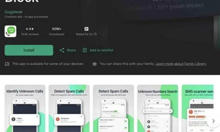 Whoscall Interface Antarmuka aplikasi Whoscall pada Android