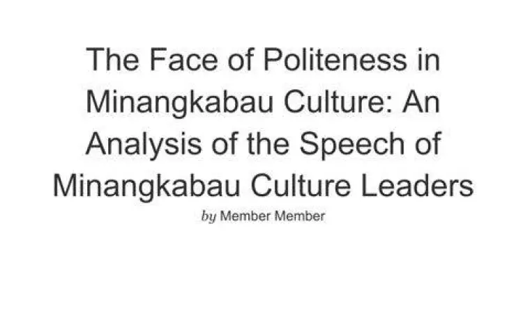 Budaya Tutur Minang Tokoh masyarakat Minangkabau sedang berbicara