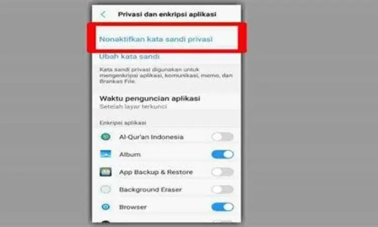 Langkah cara kunci aplikasi di Android