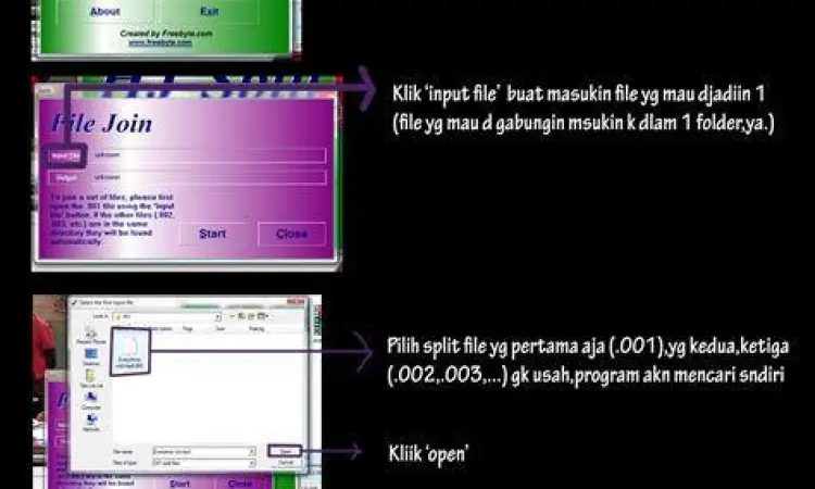 Langkah menggabungkan file dengan HJ-Split