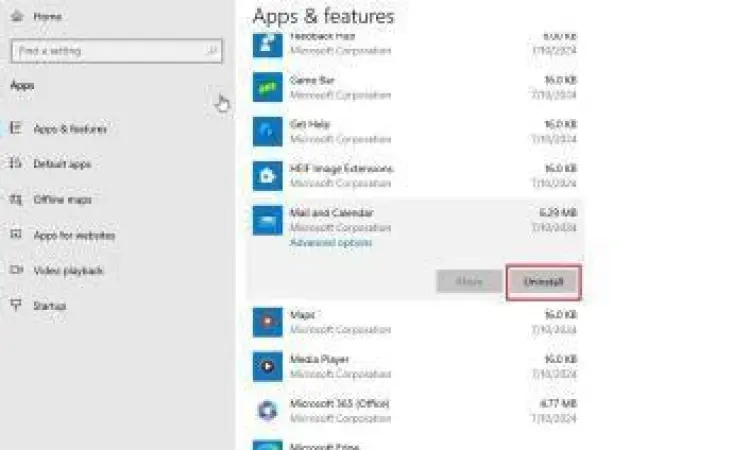 Tampilan menu Settings Windows untuk uninstal aplikasi