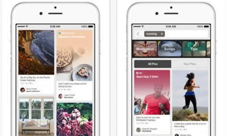 Antarmuka Video Pinterest Tampilan antarmuka video di aplikasi Pinterest