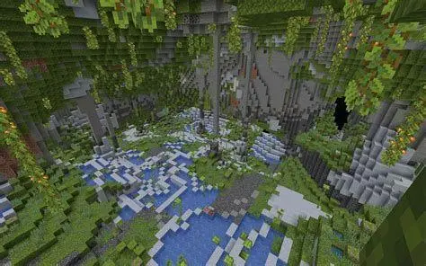 Lush Caves Minecraft Pemandangan bioma Lush Caves di Minecraft 1.18