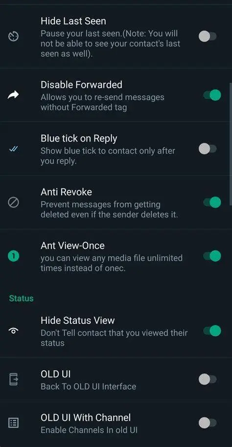Settings Comparison Perbandingan pengaturan wa mod dan resmi