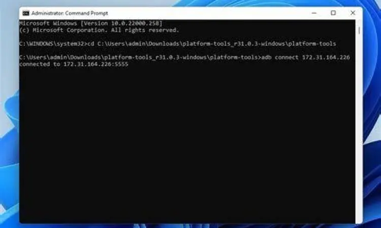 Terminal ADB Command Jendela terminal CMD menjalankan perintah ADB