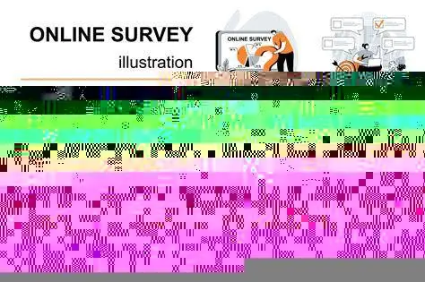 Konsep Survei Berbayar Ilustrasi pengisian survei online untuk mendapatkan uang