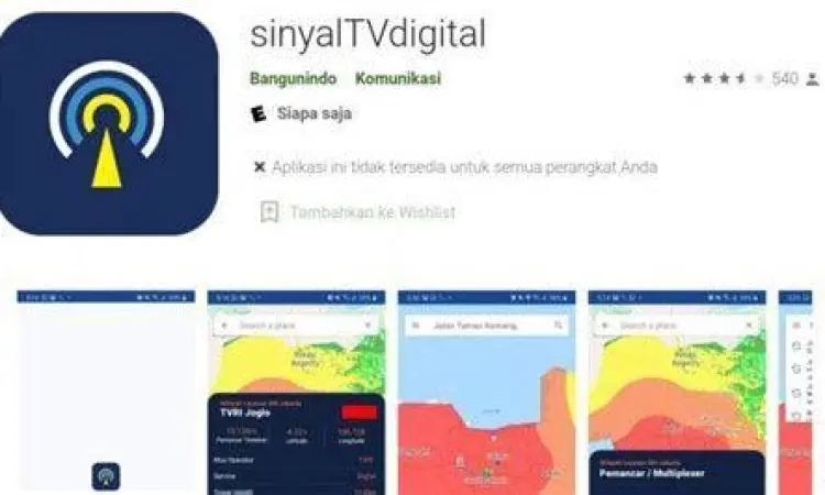 Interface SinyalTVDigital APK Antarmuka aplikasi SinyalTVDigital Kominfo