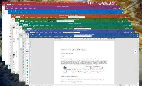 Antarmuka Microsoft Office 2016 Tampilan antarmuka Microsoft Office 2016 yang bersih dan modern