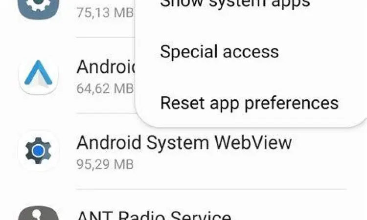 Manajemen Izin Aplikasi Antarmuka manajemen izin aplikasi pada Android