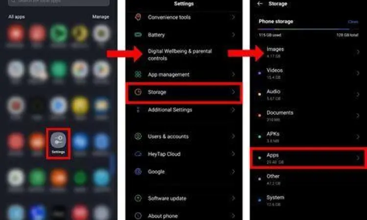 Pembersihan Cache Langkah membersihkan cache aplikasi di menu penyimpanan